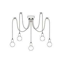 Flerljus spindelnät svart LED-kristallkrona