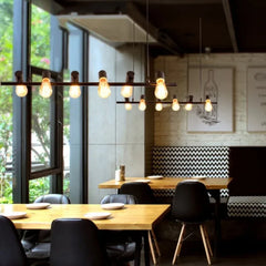 Lång Lampa Svart Industriell Taklampa