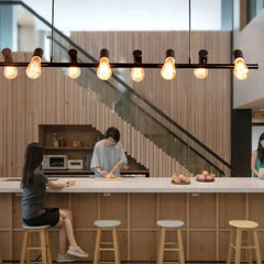 Lång Lampa Svart Industriell Taklampa