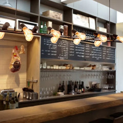 Lång Lampa Svart Industriell Taklampa