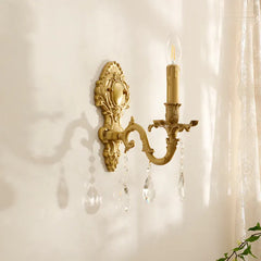 Fransk Vintage Vägglampor Kristall