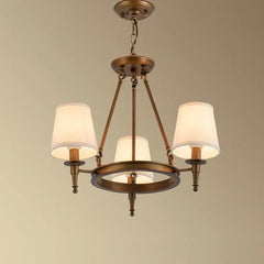 Flerljus tygskärm industriell vardagsrumskristallkrona