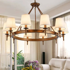 Flerljus tygskärm industriell vardagsrumskristallkrona