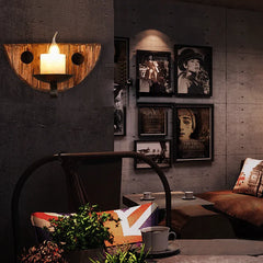 Halvleende Ljusstake Trä Vintage Vägglampor