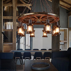 Pendellampa Över Matbord Trä Metall Lampa