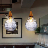 Tårdrop Färgat Glasskärm Vintage Hänglampa