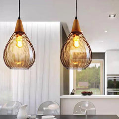 Tårdrop Färgat Glasskärm Vintage Hänglampa