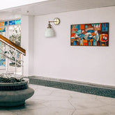 Lantlig Vägglampa Vit Klockform Enarmig Modern