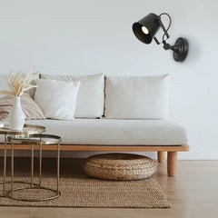 Adjustable Bucket-Shaped Black Minimalist Industrial Wall Light