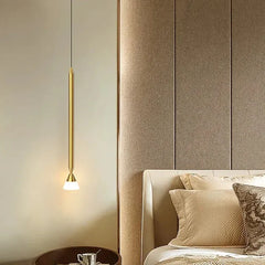 Guld Linjär Minimalistisk Enkelhuvud Sovrum Pendellampa