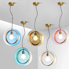 Färgglad Cirkulär Glas Skärm Modern Taklampa Design