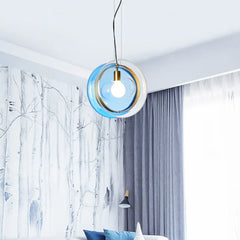 Färgglad Cirkulär Glas Skärm Modern Taklampa Design