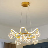 Vågig Flera Glasbollar Guld Modern Hänglampa