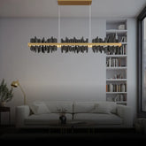 Lång Plisserad Industriell Vardagsrums Chandlier