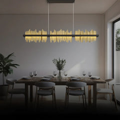 Lång Plisserad Industriell Vardagsrums Chandlier