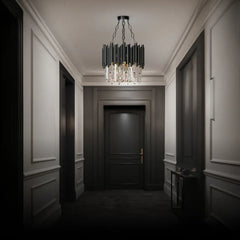 Svart Industriell Kristall Pendellampa