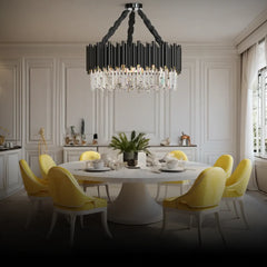 Svart Industriell Kristall Pendellampa