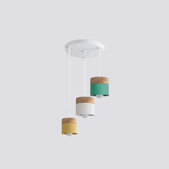 Färgglada Cylindrar Modern Träpendellampa