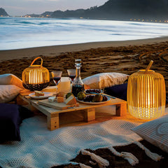 Rustik Bambuhandtag Lantern Utomhus Golvlampa