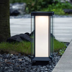 Svart Kubformad Glas LED Utomhus Golvlampor