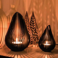 Svart Vattendroppsdesign Metallremsa Dekorativ Golvlampa