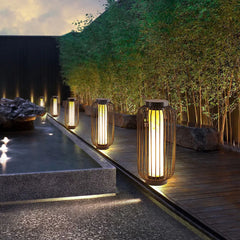 Brun Lyktcylinder Solcell Utomhus Golvlampa