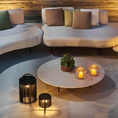 Svart Metallram Bärbar Uppladdningsbar Utomhus Golvlampa