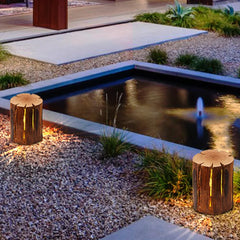 Rustik Träpåle Utomhus LED Golvlampa