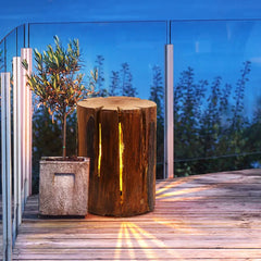 Rustik Träpåle Utomhus LED Golvlampa