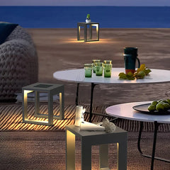 Fyrkantig Ram Svart Solcell Utomhus Golvlampa