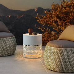 Skuren Cylinder Vit Utomhus Golvlampa