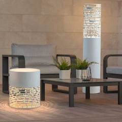 Skuren Cylinder Vit Utomhus Golvlampa