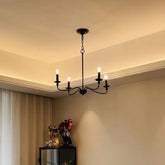 Ljuskrona Svart Smide Retro Landsbygd Stil Ljus