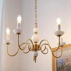 Ljuskrona Vit Vintage Kandelaber Hängande