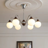 Vit Glas Rund Kula Vintage Taklampa För Vardagsrum