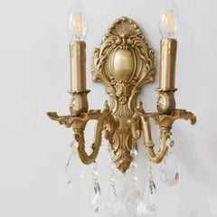 Fransk Vintage Vägglampor Kristall 
