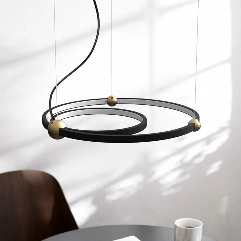 Dubbelring Kreativ Design Svart LED Hängande Lampa