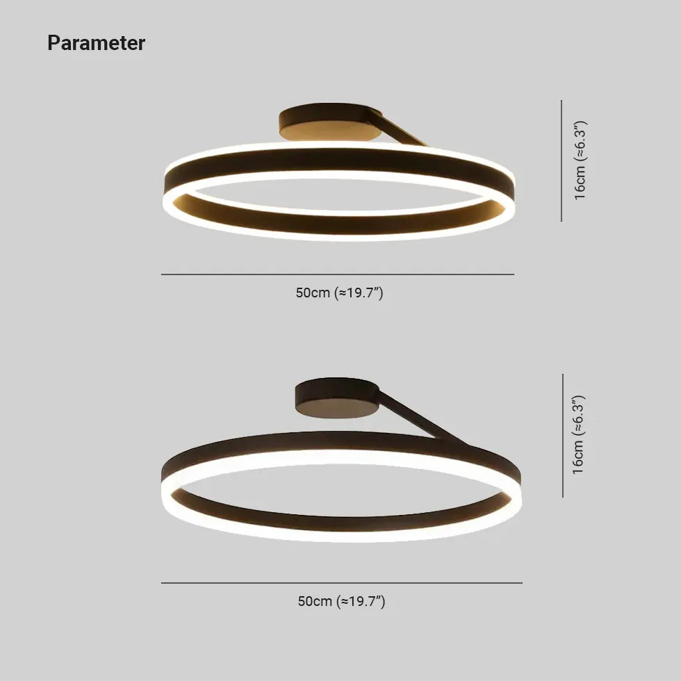 Svart Rund Minimalistisk LED Taklampa 