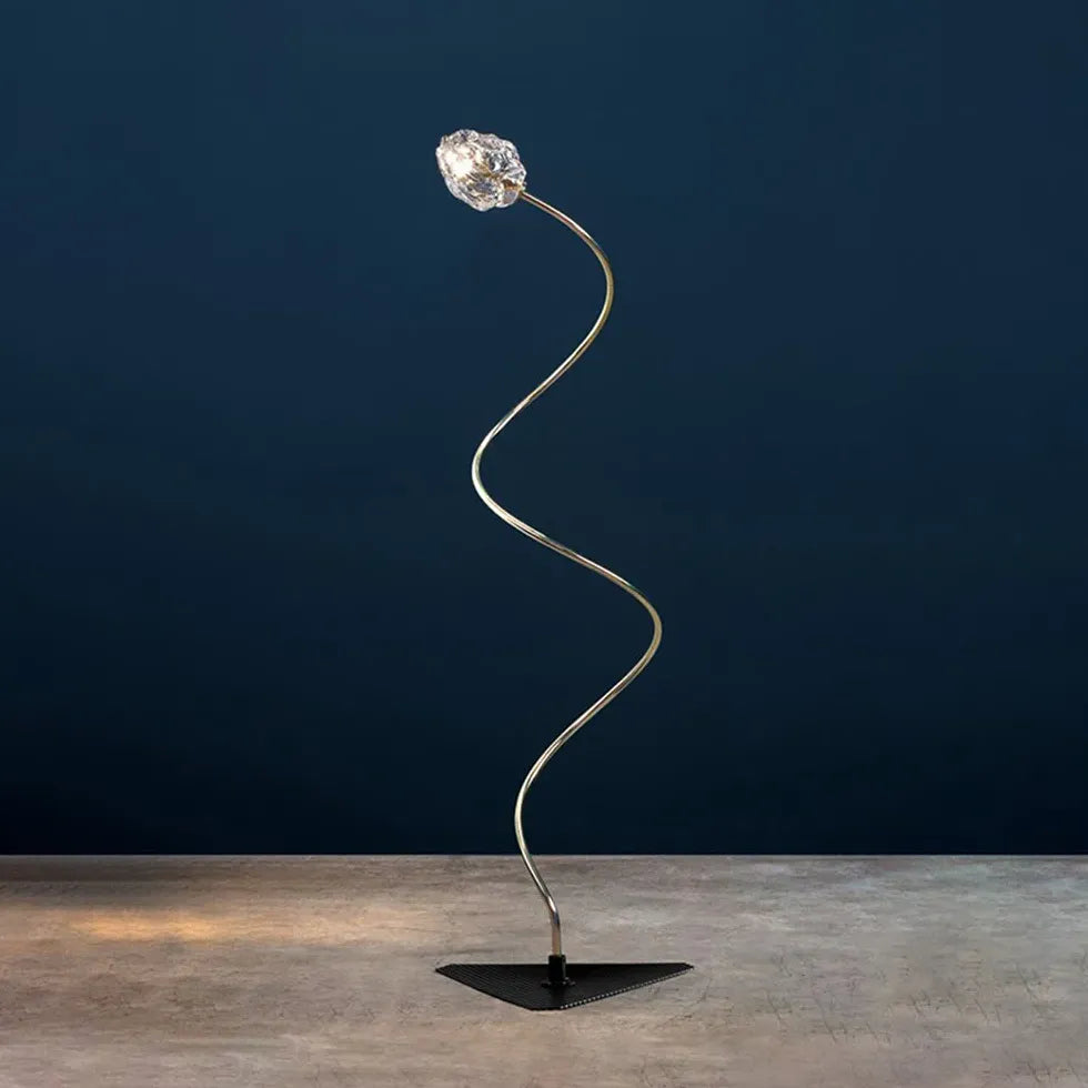 Elegant Glasblomma Enkel Utomhus Golvlampa Design