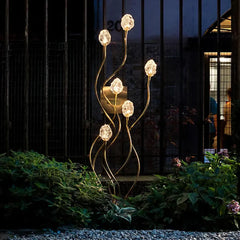 Elegant Glasblomma Enkel Utomhus Golvlampa Design