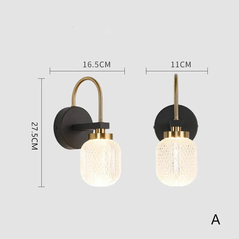 Bågdesign Glas Lampskärm Sovrum Vägglampor