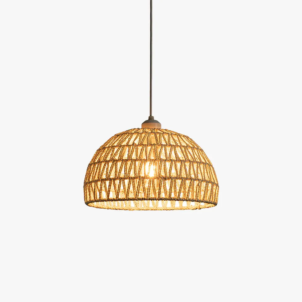 Rattanslöjd Rund Lampskärm Vintage Hängande Lampa