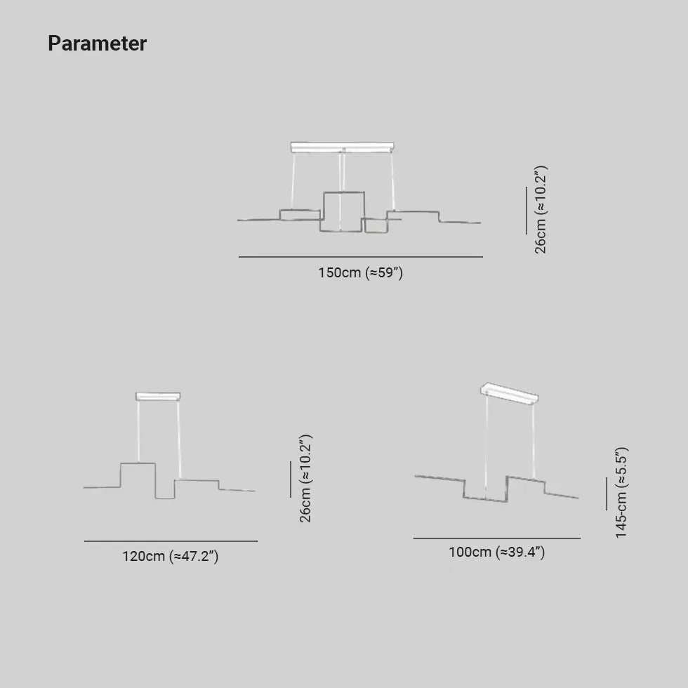 Geometrisk Linje Design Svart LED Hängande Lampa