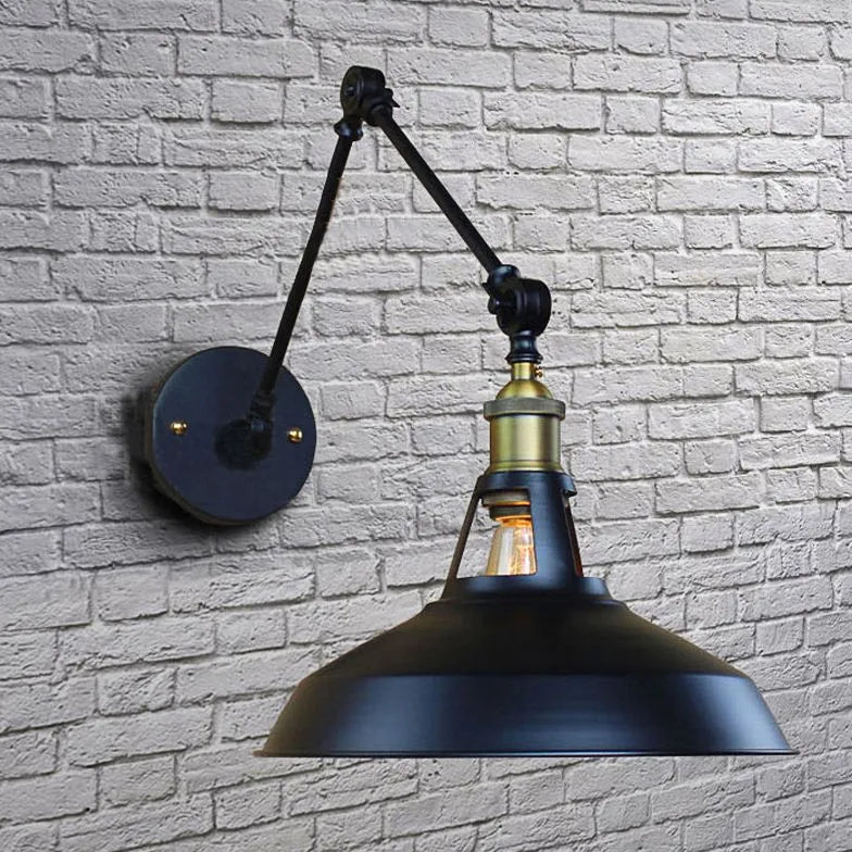 Vägglampa Glödlampa Svart Justerbar Industriell Stil 