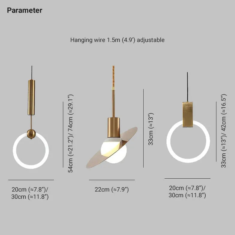 Geometrisk Ram Guld LED Sovrum Hänglampa