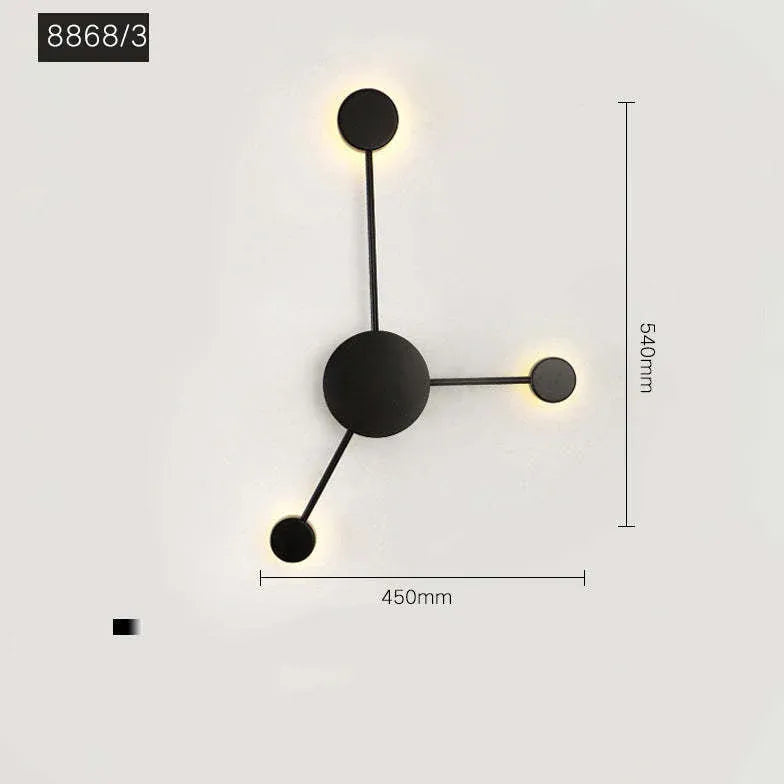 Svart Multi-Cirkel Radial Design Vägglampa