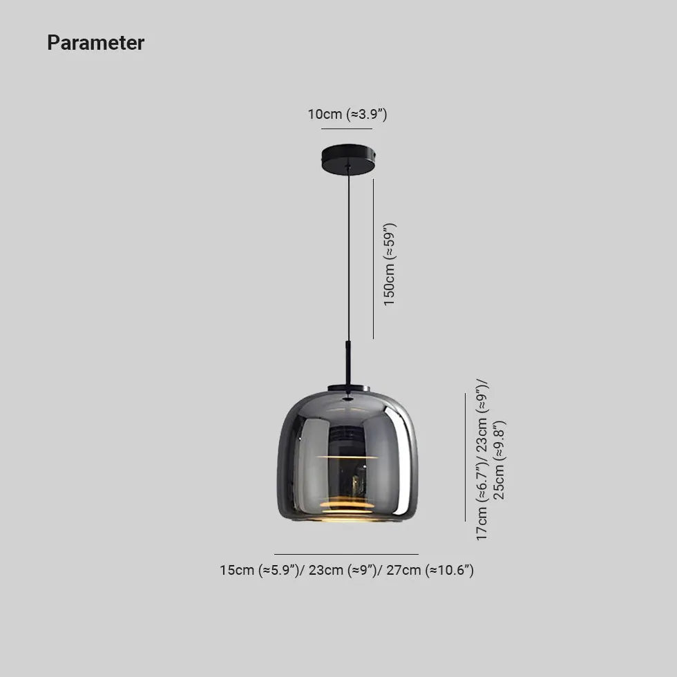 Svart Transparent Glas Sovrum Pendellampa