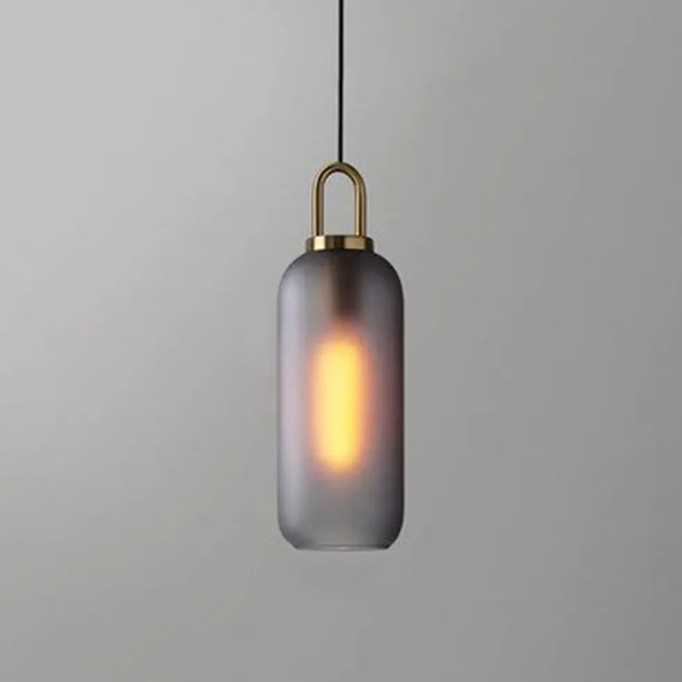 Rökgrå Frostat Glas Industriell Taklampa Design