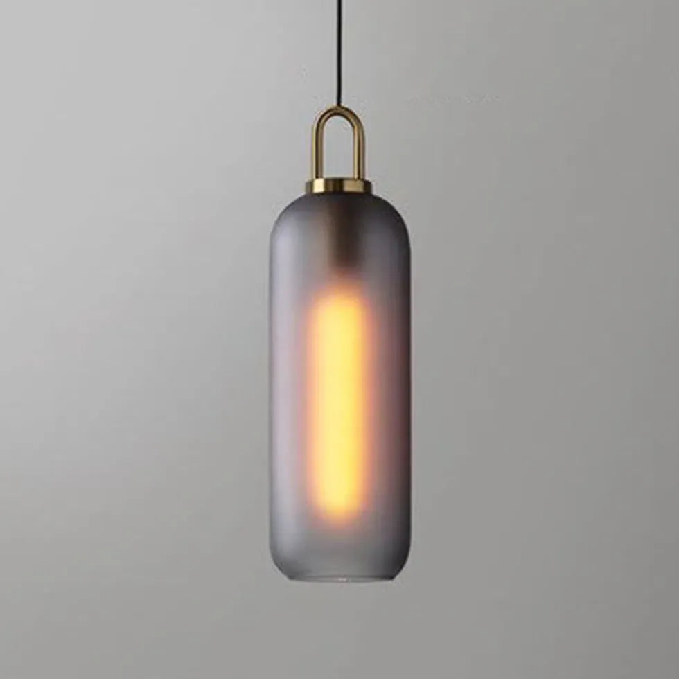 Rökgrå Frostat Glas Industriell Taklampa Design 