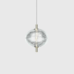 Clear Ribbed Glass Industrial Pendant Light